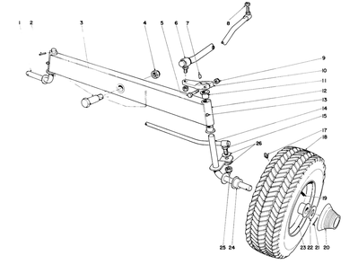 Front Axle Assembly Diagram and Parts List for 55051 0000001 - 0999999 Toro Lawn Tractor