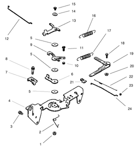 Engine Controls Assembly Diagram and Parts List for 74228 (210000001-210999999)(2001) Toro Lawn Mower