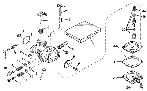 Carburetor No. 631887 Engine Model Ah520 Type 1585b Unit Model 38120 (Used On Units With Serial No. 0300000 Thru Diagram and Parts List for 38130 0015001 - 0499999 Toro Snow Blower