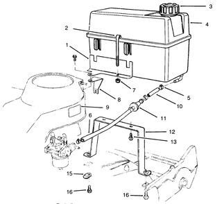 Gas Tank Assembly Diagram and Parts List for 22043 4900001 - 4999999 Toro Lawn Mower