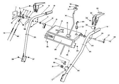Handle Assembly Diagram and Parts List for 38574 0000001 - 0999999 Toro Snow Blower