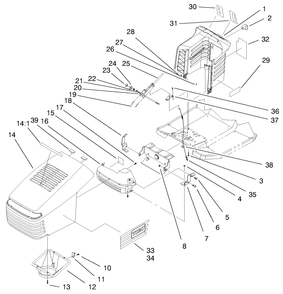 Hood Assembly Diagram and Parts List for 71217 7900001 - 7999999 Toro Lawn Tractor