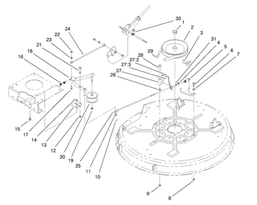 Pulley & Belt Assembly (32" Cutting Unit) Diagram and Parts List for 71189 7900001 - 7999999 Toro Lawn Tractor
