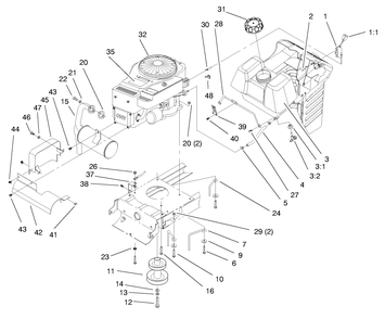 Engine & Gas Tank Assembly Diagram and Parts List for 71219 8900001 - 8999999 Toro Lawn Tractor