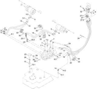 Hydraulic Hose Assembly Diagram and Parts List for 22327G 405800000 - 407139999 Toro Lawn Tractor Accessories
