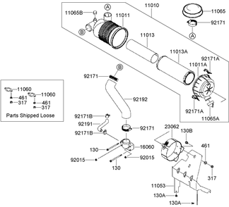 Air Filter And Muffler Assembly Diagram and Parts List for 74450TE (290000001-290999999)(2009) Toro Lawn Mower