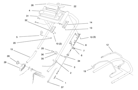 Handle Assembly Diagram and Parts List for 20809 7900001 - 7999999 Toro Lawn Mower