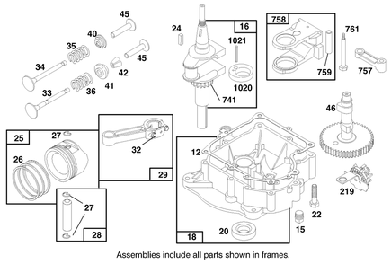 Engine Briggs & Stratton Model 28d707-0124-01 Diagram and Parts List for 70142 79000001 - 79999999 Toro Lawn Tractor
