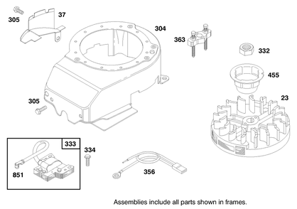 Engine Briggs & Stratton Model 12f802-1750-A1 Diagram and Parts List for 20445 7900001 - 7999999 Toro Lawn Mower