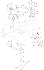 Spindle And Blade Assembly Diagram and Parts List for 20976 400000000 - 402099999 Toro Lawn Mower