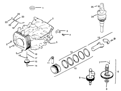 Crankcase Diagram and Parts List for 30157 690001 - 691407 Toro Lawn Tractor Accessories