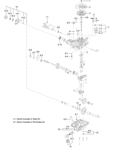 Lh Transaxle Assembly Diagram and Parts List for 74519 400000000-403253174 Toro Lawn Mower