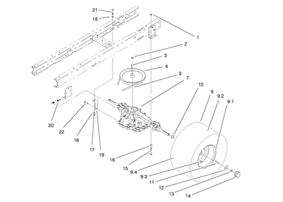 Transaxle Assembly Diagram and Parts List for 71190 7900001 - 7999999 Toro Lawn Tractor