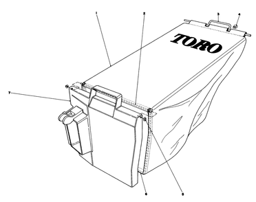 Grass Bag Assembly Diagram and Parts List for 20762 1000001 - 1999999 Toro Lawn Mower
