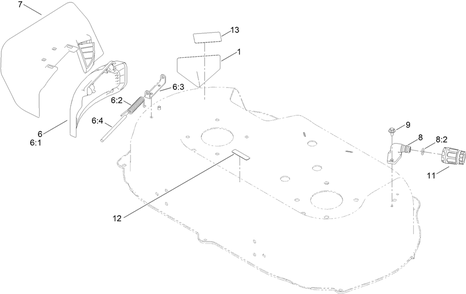 Side Discharge Chute Assembly Diagram and Parts List for 21200 412251183 - 412999999 Toro Lawn Mower