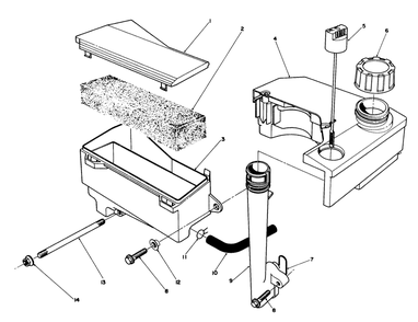 Air Cleaner & Fuel Tank Assembly Diagram and Parts List for 20624 6000001 - 6999999 Toro Lawn Mower