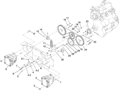 Wheel Pump Drive Assembly Diagram and Parts List for 74269 (290000001-290999999)(2009) Toro Lawn Mower