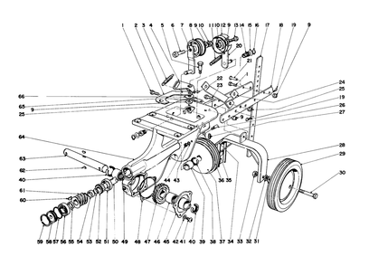 Chassis Assembly Diagram and Parts List for 58110 2000001 - 2999999 Toro Tiller