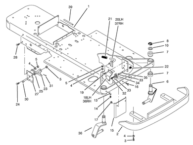 Frame & Front Wheel Fork Asm Diagram and Parts List for 74105 79000001 - 79999999 Toro Lawn Tractor