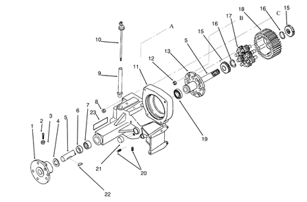 Transaxle Assembly Diagram and Parts List for 73501 59000412 - 59002868 Toro Lawn Tractor