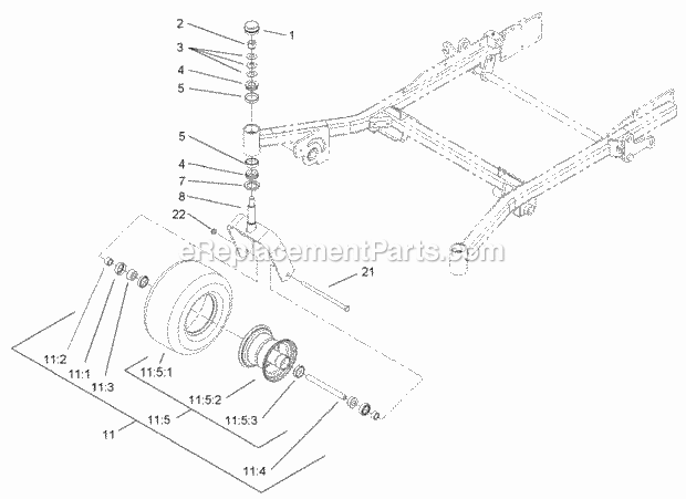 Castor And Wheel Assembly Diagram and Parts List for 74250 240000001-240999999 Toro Lawn Mower