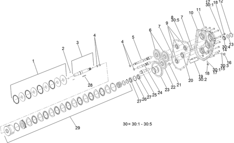 Transmission Assembly 2 Diagram and Parts List for 72096 406343181-407109999 Toro Lawn Tractor