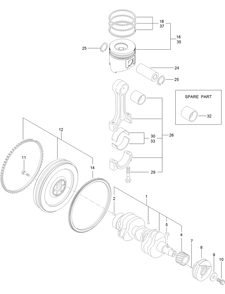 Crankshaft And Piston Assembly Diagram and Parts List for 74072 403226744-404399999 Toro Lawn Mower