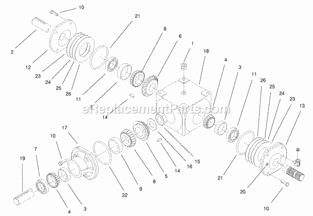 Pto / Gearbox Assembly Diagram and Parts List for 74804TE 220000001-220999999 Toro Lawn Mower