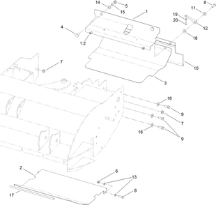 Guard And Drag Shield Assembly Diagram and Parts List for 2720 312000001 - 312999999 Toro Lawn Tractor Accessories