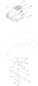 Engine And Blade Assembly Diagram and Parts List for 21564 411000000 - 411859999 Toro Lawn Mower