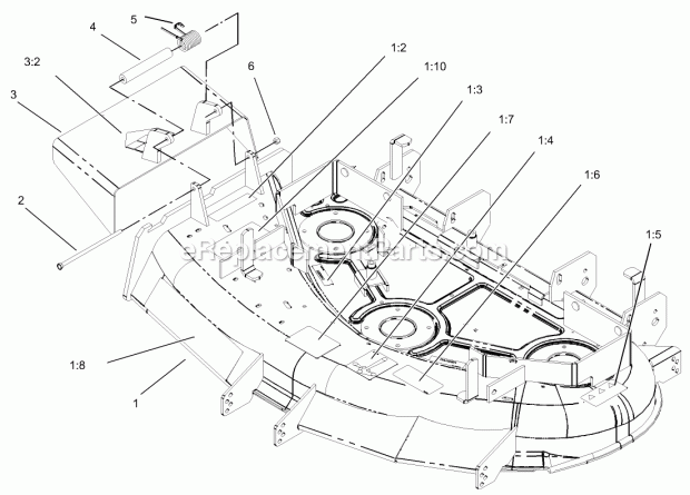Deck Assembly No. 106-6565 Diagram and Parts List for 74199 230000001-230999999 Toro Lawn Mower