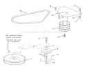 Drive Belt And Pulleys Diagram and Parts List for 33-08B504 1988 Toro Lawn Tractor
