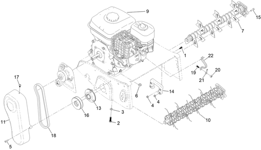 Engine And Blade Assembly Diagram and Parts List for 54610 322000001 - 322999999 Toro Lawn Tractor Accessories