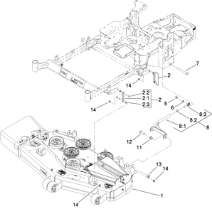 Deck Connection Assembly Diagram and Parts List for 74448 (280000001-280999999)(2008) Toro Lawn Mower