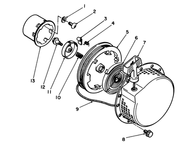 Recoil Starter Assembly Diagram and Parts List for 58410 6000001 - 6999999 Toro Edger