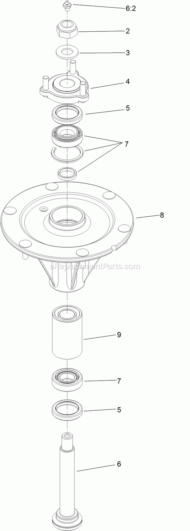 Spindle Assembly No. 119-8500 Diagram and Parts List for 74927 315000001-315999999 Toro Lawn Mower