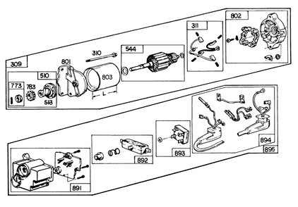 Starter Motor Kit Model No. 37-4630 (8 H.P. & 11 H.P. Snowthrowe Diagram and Parts List for 38160 0000001 - 0999999 Toro Snow Blower