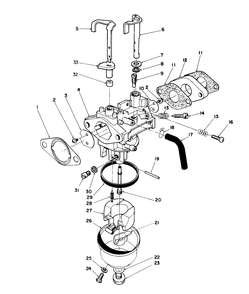 Carburetor Assembly (Engine No. Vml0-7) Diagram and Parts List for 26620BF 1000001 - 1999999 Toro Lawn Mower