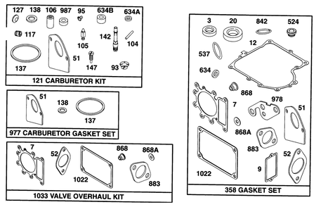 Engine Briggs & Stratton Model 28n707-0131-01 Diagram and Parts List for 71193 6900001 - 6999999 Toro Lawn Tractor