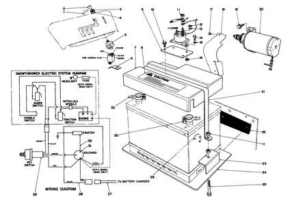12 Volt Starting Motor Kit 42-3370 (Optional) Diagram and Parts List for 38095 7000001 - 7999999 Toro Snow Blower