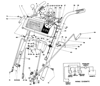 Handle Assembly Diagram and Parts List for 38085 5000001 - 5999999 Toro Snow Blower