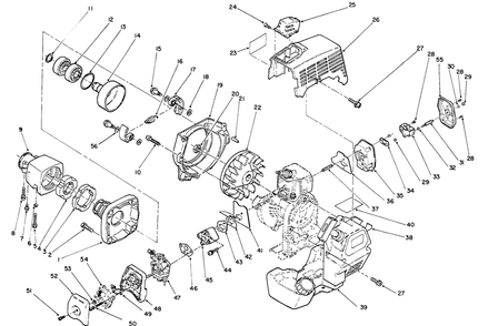 Engine Assembly Diagram and Parts List for 51675 39000001 - 39999999 Toro Trimmer
