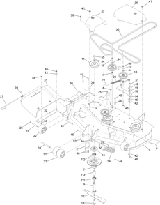Deck Assembly Diagram and Parts List for 76411 400000000 - 415399999 Toro Lawn Tractor