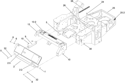 Main Frame Assembly Diagram and Parts List for 74448 (280000001-280999999)(2008) Toro Lawn Mower