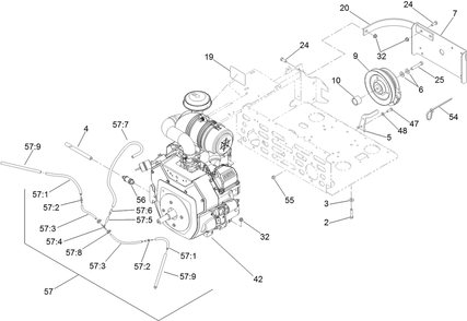 Engine And Clutch Assembly Diagram and Parts List for 74296 (311000001-311999999)(2011) Toro Lawn Mower