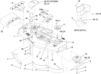 Part Location Diagram of 117-5754 Toro DECK Assembly