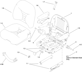 Deluxe Seat Assembly Diagram and Parts List for 74268 (313000001-313999999)(2013) Toro Lawn Mower
