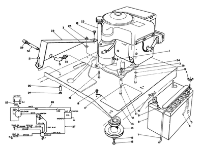 Engine Assembly Diagram and Parts List for 56133 2000001 - 2999999 Toro Lawn Tractor
