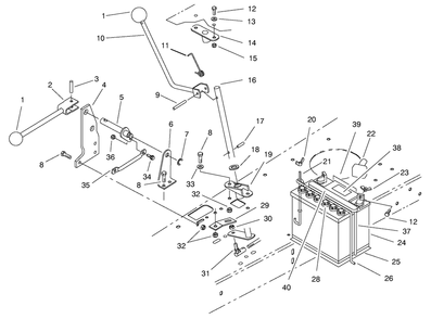 Transmission Linkage Assembly Diagram and Parts List for 70183 7900001 - 7999999 Toro Lawn Tractor