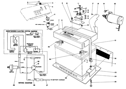 12 Volt Starting Motor Kit 42-3370 (Optional) Diagram and Parts List for 38090 5000001 - 5999999 Toro Snow Blower